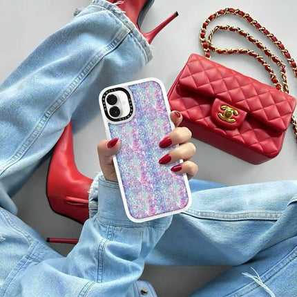 Coque classique pour iPhone 16 — Paillettes violet-bleu pastel