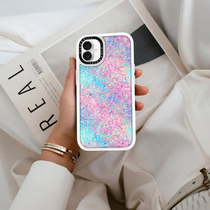 Coque iPhone 16 Classic — Paillettes multicolores