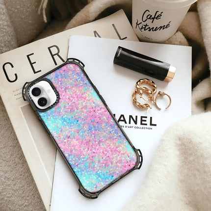 Coque iPhone 16 Bounce — Paillettes multicolores