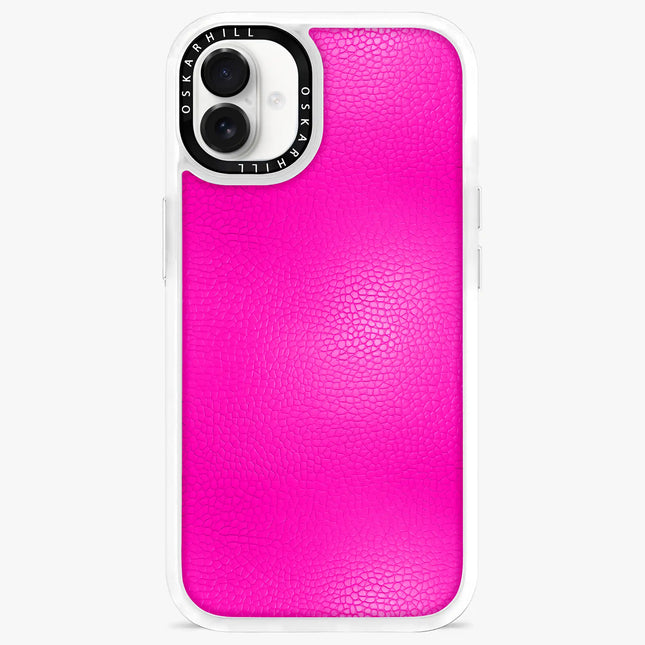 Coque iPhone 16 Plus en cuir classique — Rose vif