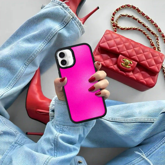 iPhone 16 Plus Case Elite Leather — Shocking Pink