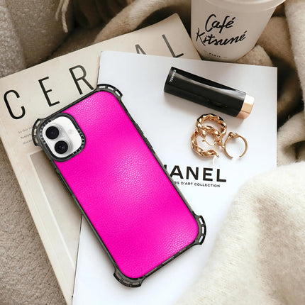 iPhone 16 Case Bounce Leather — Shocking Pink