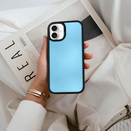 Coque iPhone 16 Elite Leather — Bleu ciel