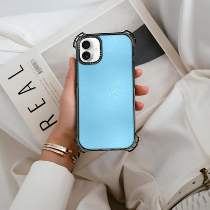 Coque iPhone 16 Bounce Leather — Bleu ciel