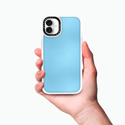 iPhone 16 Plus Hülle Classic Leder – Himmelblau