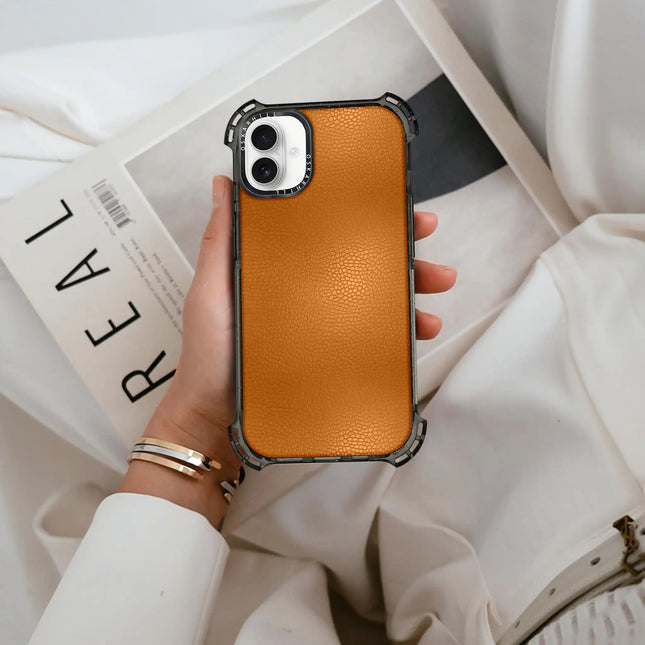 Coque iPhone 16 Bounce Leather — Brun roux