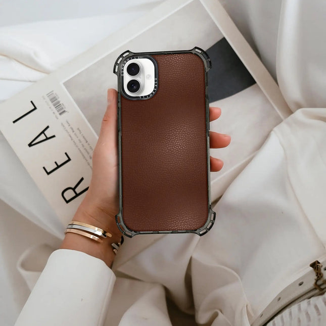 Coque iPhone 16 Bounce Leather — Crater Brown