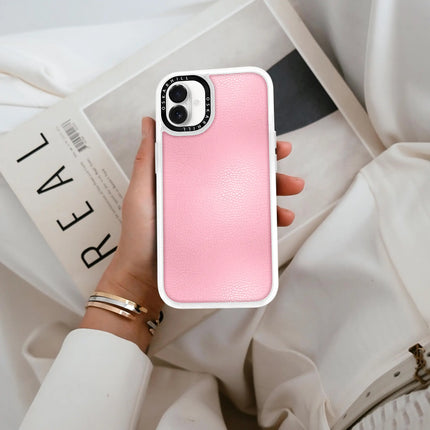 Coque iPhone 16 en cuir classique — Rose pâle