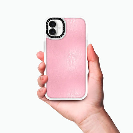 Coque iPhone 16 Plus en cuir classique — Rose pâle