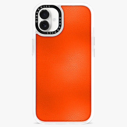 Coque iPhone 16 Plus en cuir classique — Orange rougeâtre