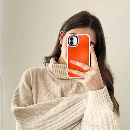 Coque iPhone 16 Plus en cuir classique — Orange rougeâtre