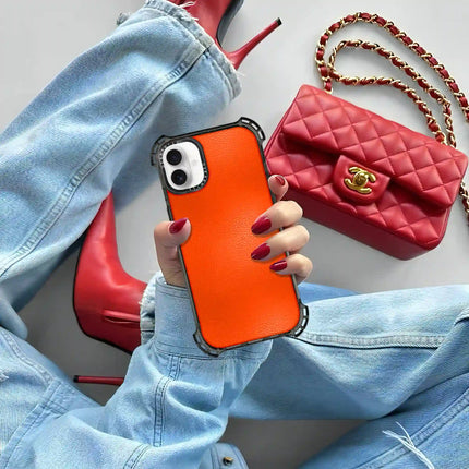 iPhone 16 Hülle Bounce Leather – Rötliches Orange