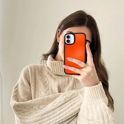 iPhone 16 Plus Hülle Elite Leder – Rötliches Orange