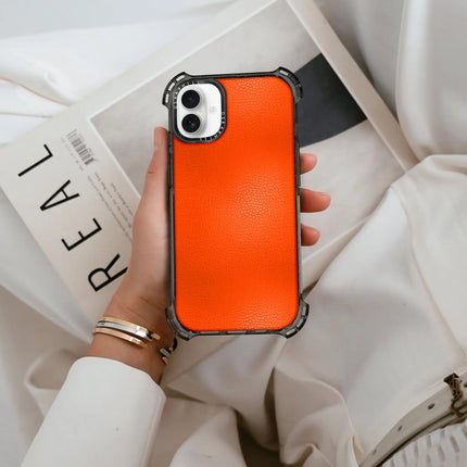 iPhone 16 Hülle Bounce Leather – Rötliches Orange