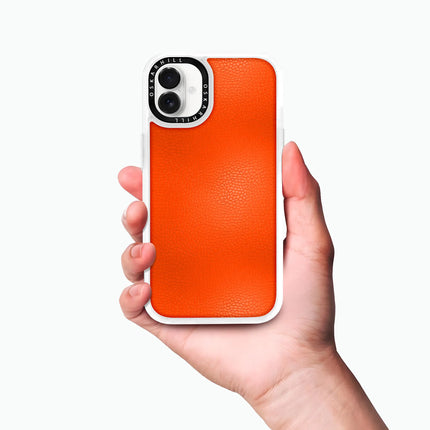 Coque iPhone 16 Plus en cuir classique — Orange rougeâtre