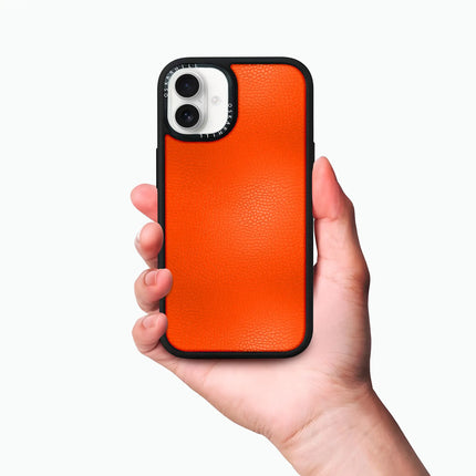 iPhone 16 Hülle Elite Leder – Rötliches Orange