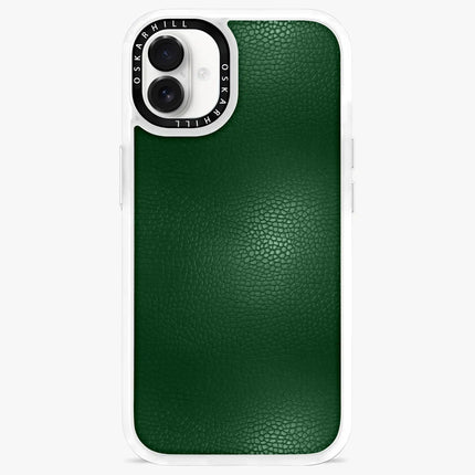 Étui en cuir classique pour iPhone 16 Plus — Vert foncé