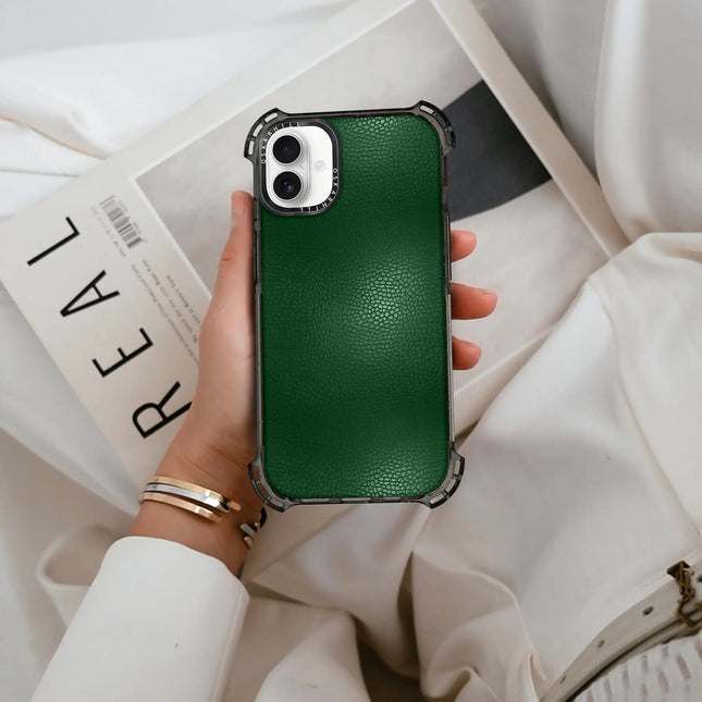 Coque iPhone 16 Plus Bounce Leather — Vert foncé