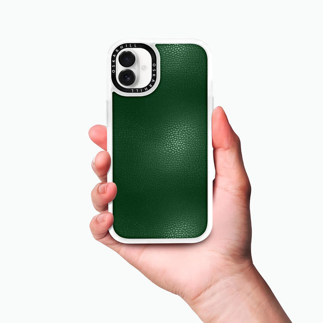 Étui en cuir classique pour iPhone 16 Plus — Vert foncé