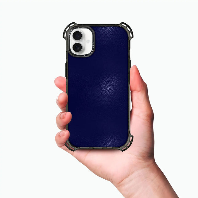 Coque iPhone 16 Bounce Leather — Bleu nuit