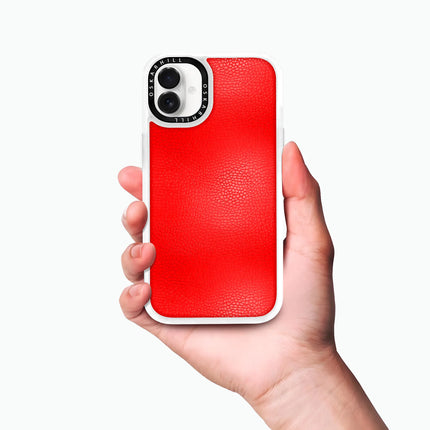 Coque iPhone 16 Plus en cuir classique — Rouge Saint-Valentin