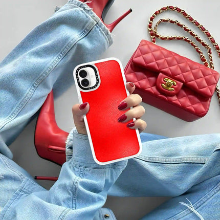 Coque iPhone 16 en cuir classique — Rouge Saint-Valentin