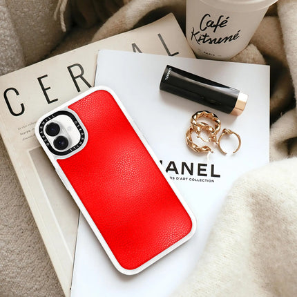 Coque iPhone 16 Plus en cuir classique — Rouge Saint-Valentin