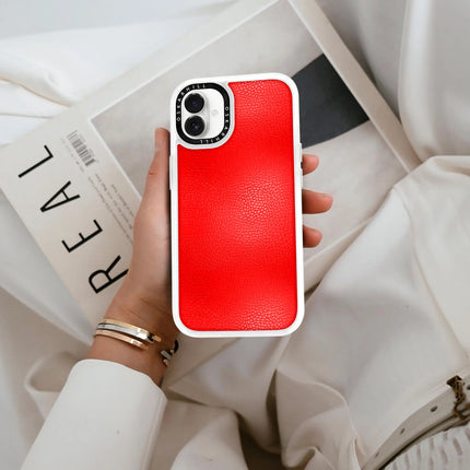 Coque iPhone 16 en cuir classique — Rouge Saint-Valentin