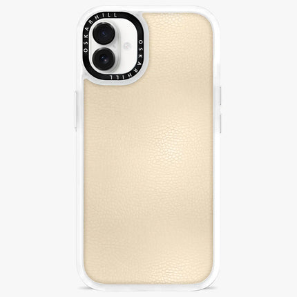 Coque iPhone 16 Plus en cuir classique — Amande