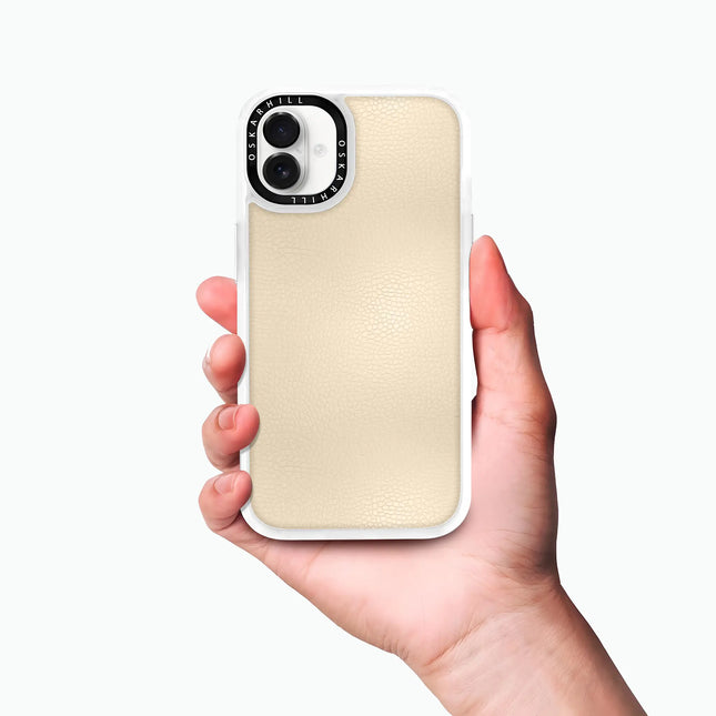 Coque iPhone 16 Plus en cuir classique — Amande