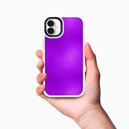 Coque iPhone 16 en cuir classique — Violet foncé