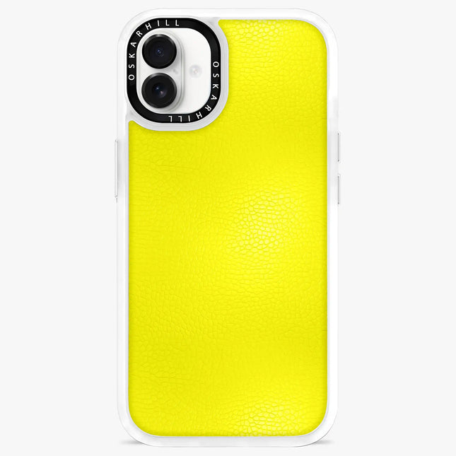 Coque iPhone 16 en cuir classique — Jaune citron