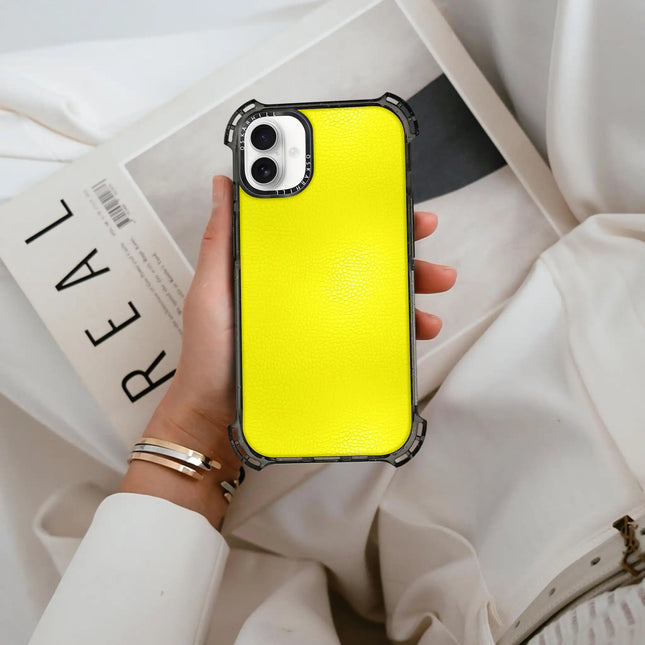 Coque iPhone 16 Bounce Leather — Jaune citron