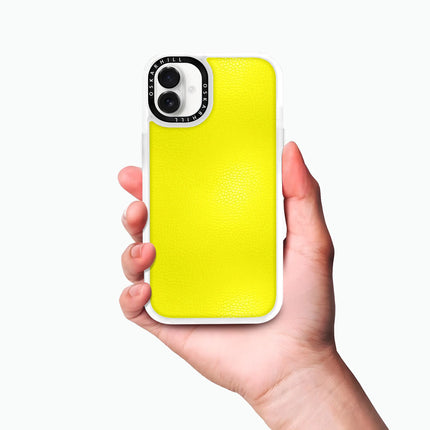 Coque iPhone 16 en cuir classique — Jaune citron