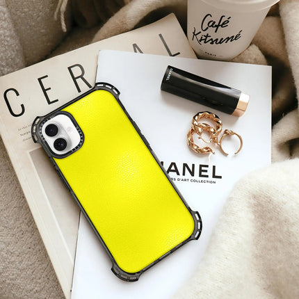 Coque iPhone 16 Bounce Leather — Jaune citron