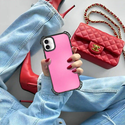 Coque iPhone 16 Bounce Leather — Rose persan