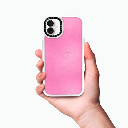 Coque iPhone 16 en cuir classique — rose persan