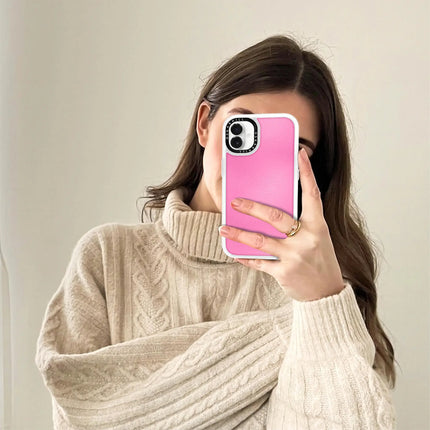 Coque iPhone 16 Plus en cuir classique — rose persan