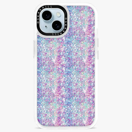 Coque iPhone 13 Mini Classic — Paillettes violet-bleu pastel