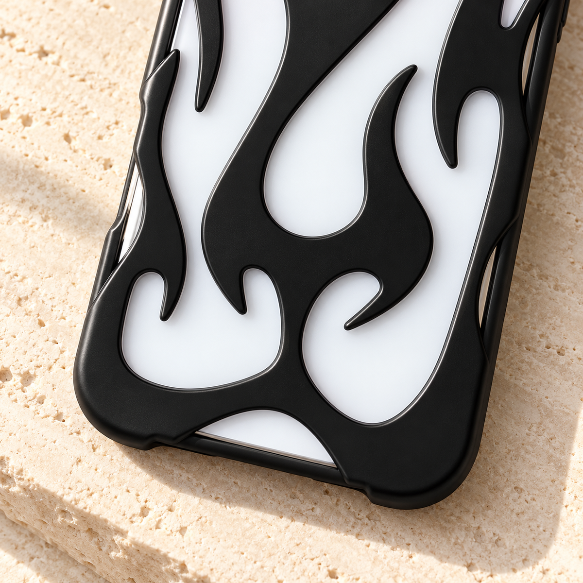 Flame Contrast iPhone Case in Metallic and Black Finishes — Black, detail