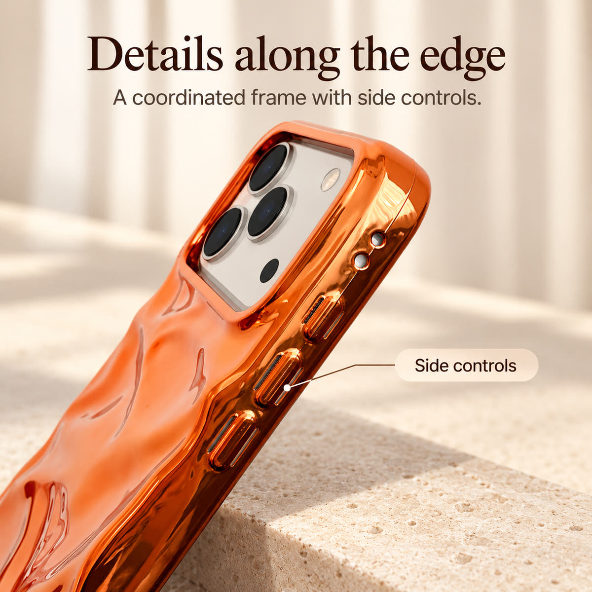 Chrome Wave case side frame and controls close-up