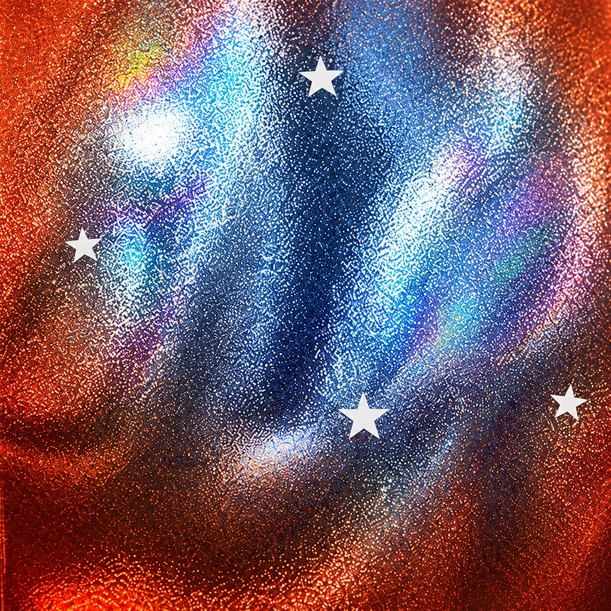 Central blue-silver shimmer and white star detail of the Copper Nebula back.