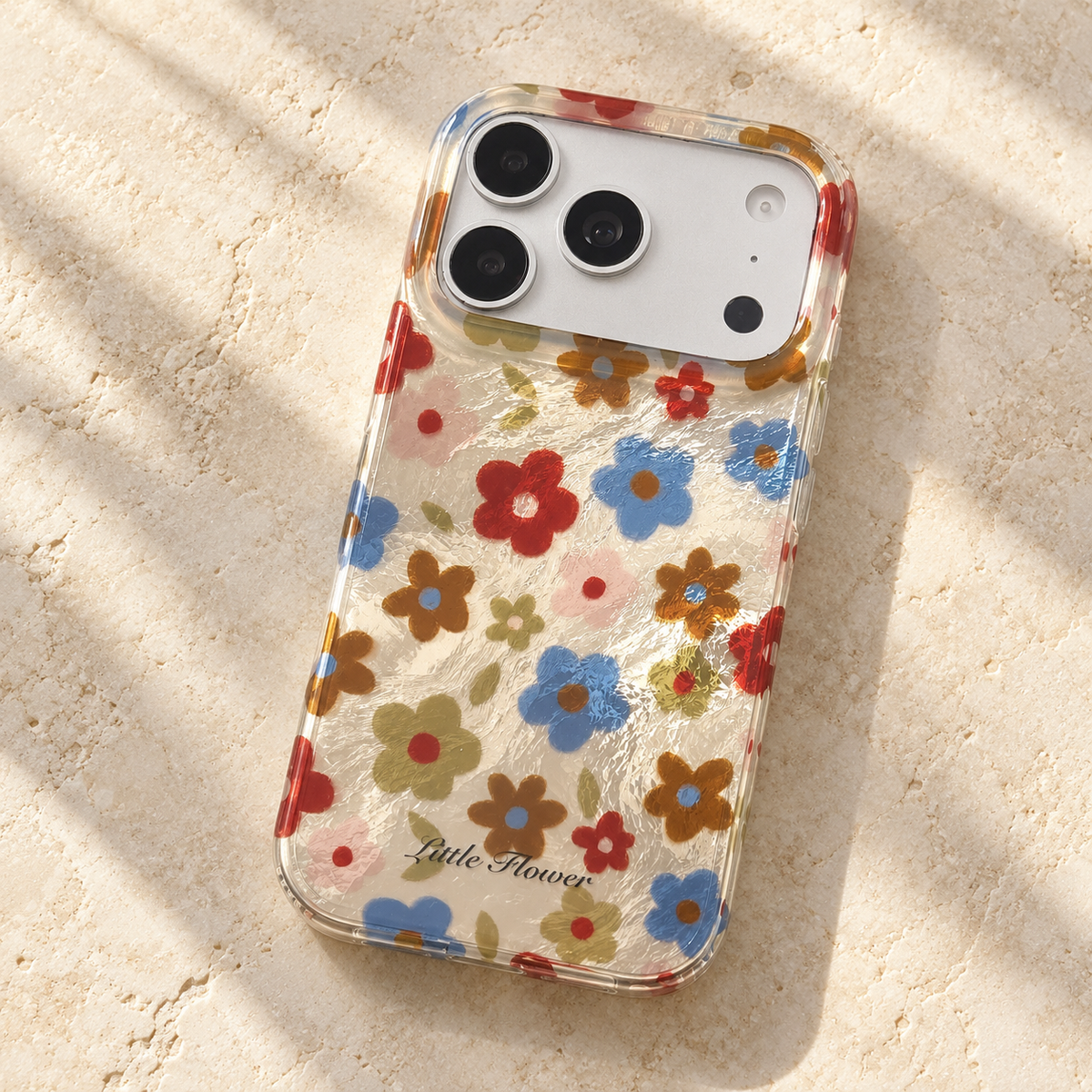 Retro Daisy Floral iPhone Case in Cream or Black — Cream Floral, flatlay