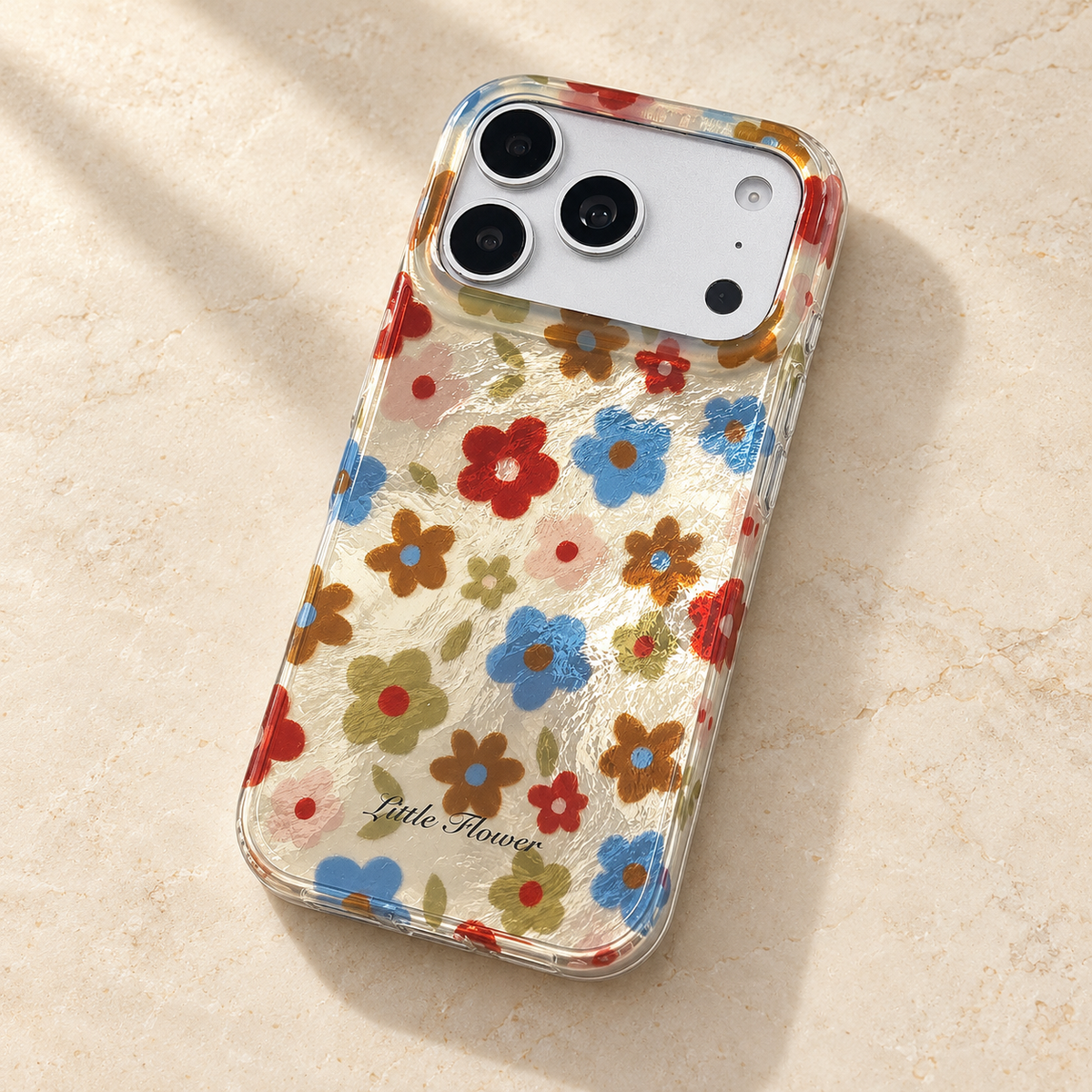 Retro Daisy Floral iPhone Case in Cream or Black — Cream Floral, oblique