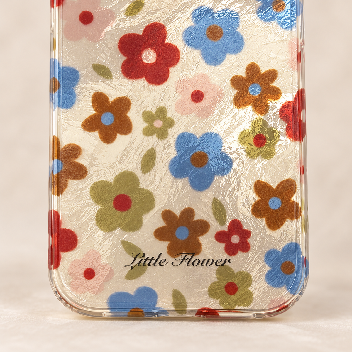 Retro Daisy Floral iPhone Case in Cream or Black — Cream Floral, pattern detail