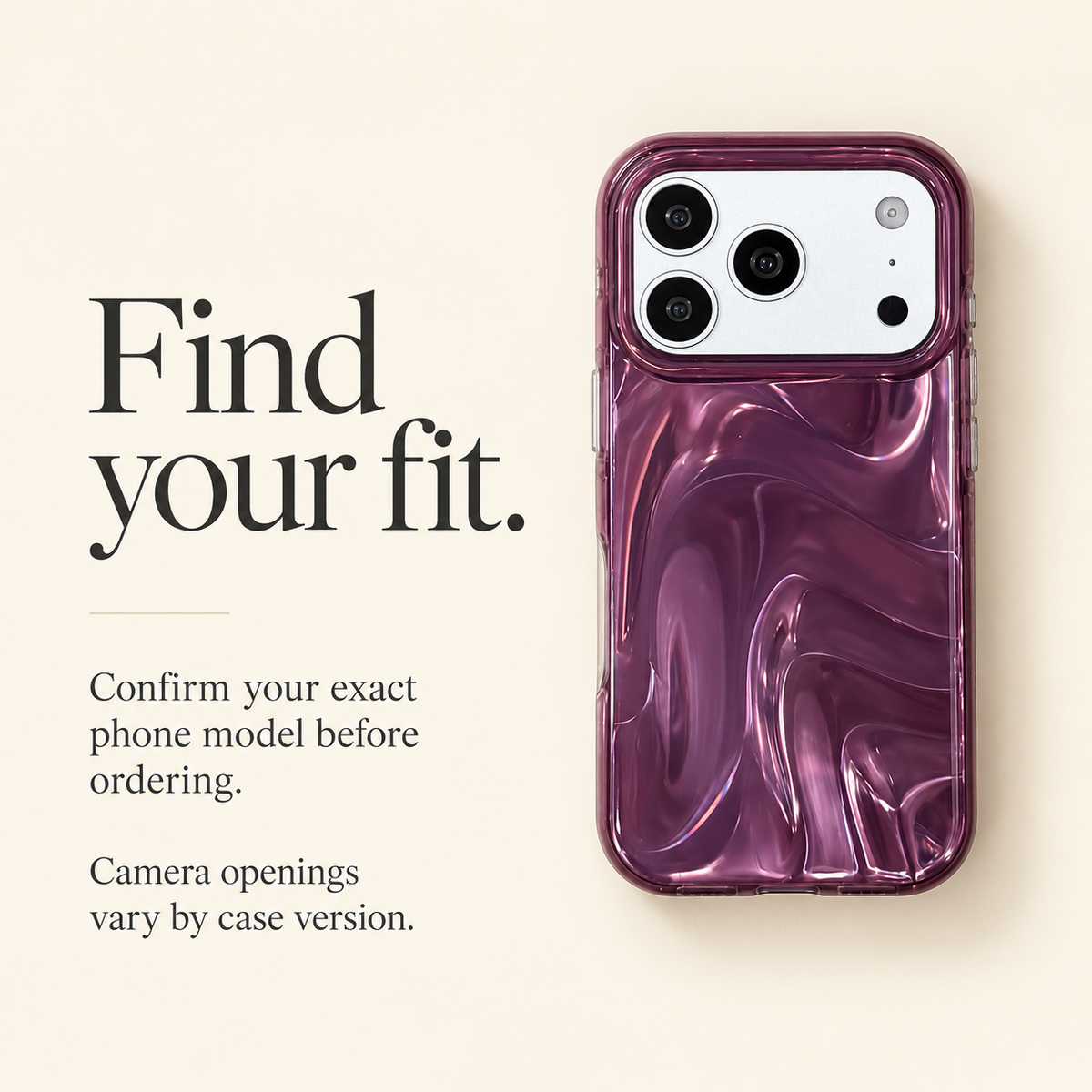Plum Swirl Glossy iPhone Case — shared guide, fit reminder