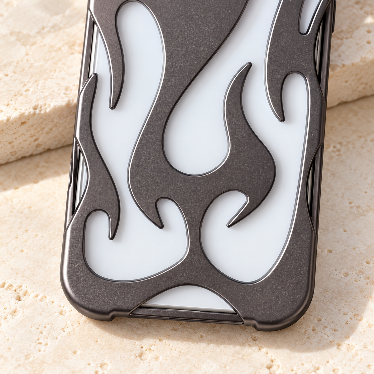 Flame Contrast iPhone Case in Metallic and Black Finishes — Gunmetal, detail