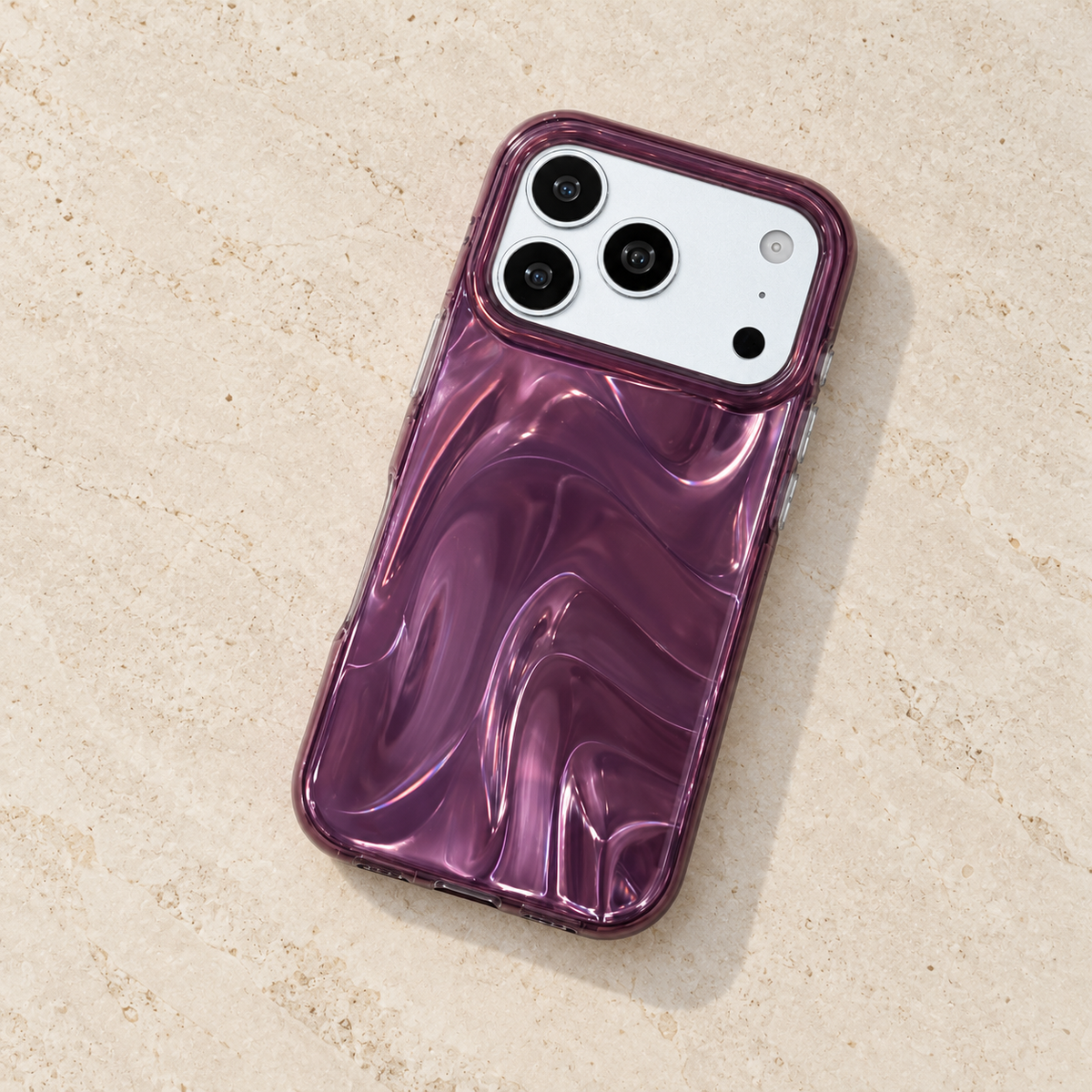 Plum Swirl Glossy iPhone Case — Plum, flatlay