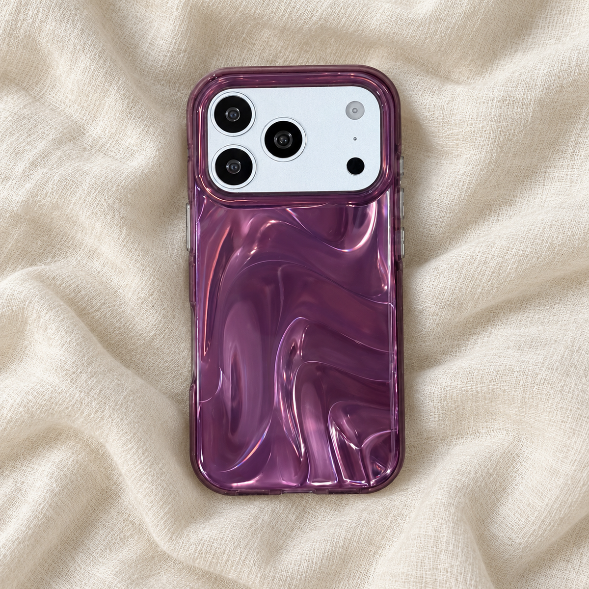 Plum Swirl Glossy iPhone Case — Plum, linen portrait
