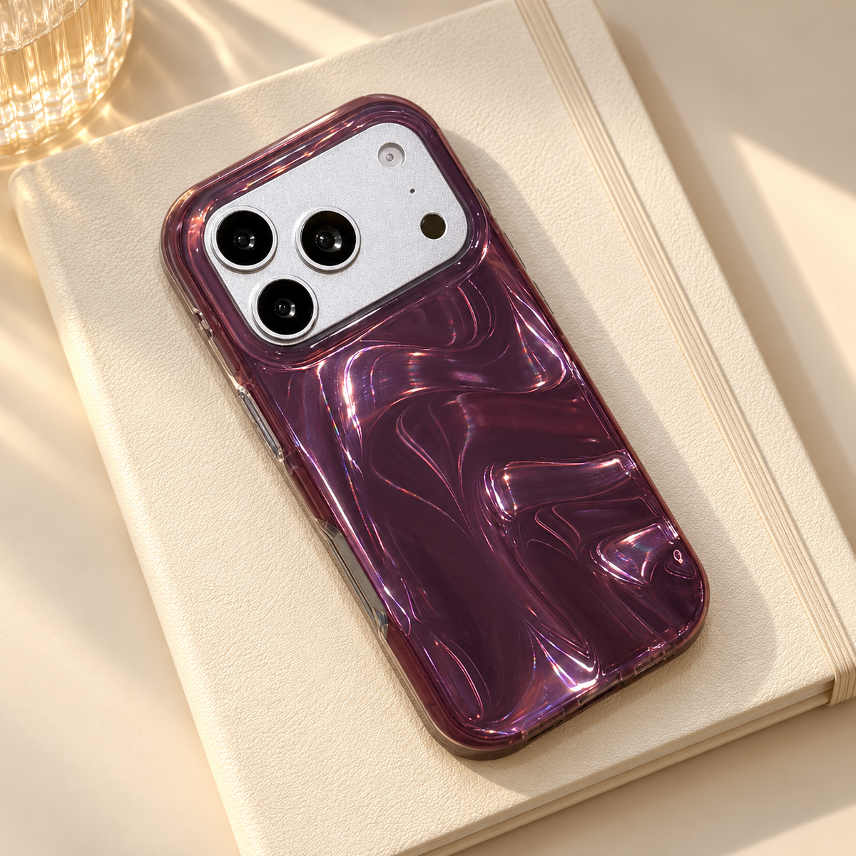 Plum Swirl Glossy iPhone Case — Plum, notebook setting